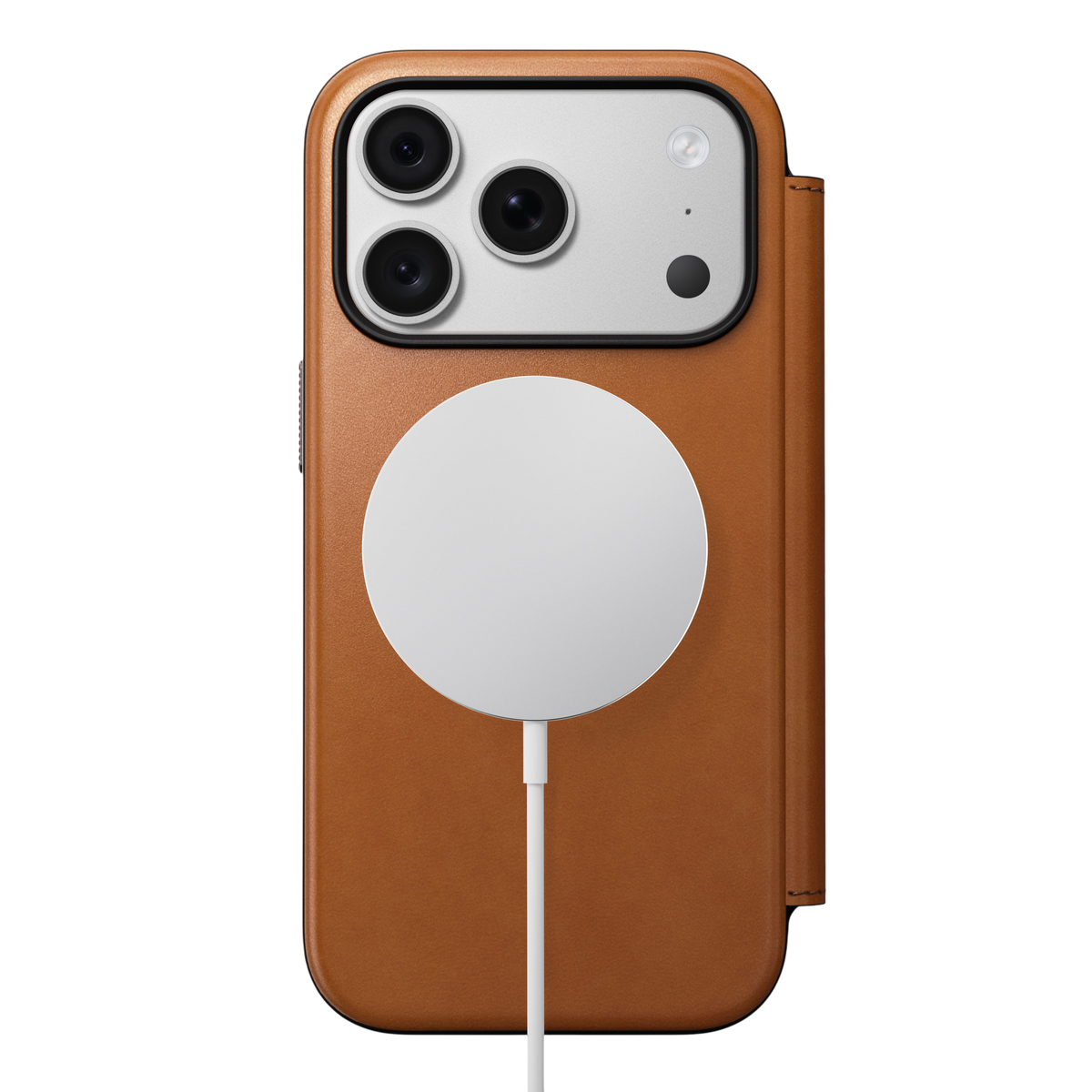 Nomad Modern Leather Folio Case for iPhone 18 Pro - Saddle (Horween), view 3 #color_saddle-horween