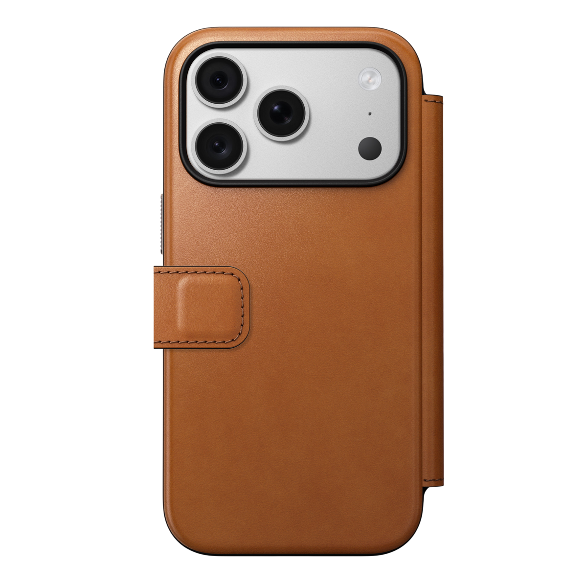 Nomad Modern Leather Folio Case for iPhone 18 Pro - Saddle (Horween), view 4 #color_saddle-horween