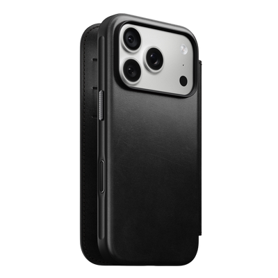 Nomad Modern Leather Folio Case for iPhone 18 Pro - Black (Horween) #color_black-horween