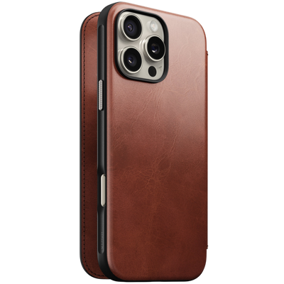 Nomad Modern Leather Folio Case for iPhone 16 Pro Max (Nomad Leather)
