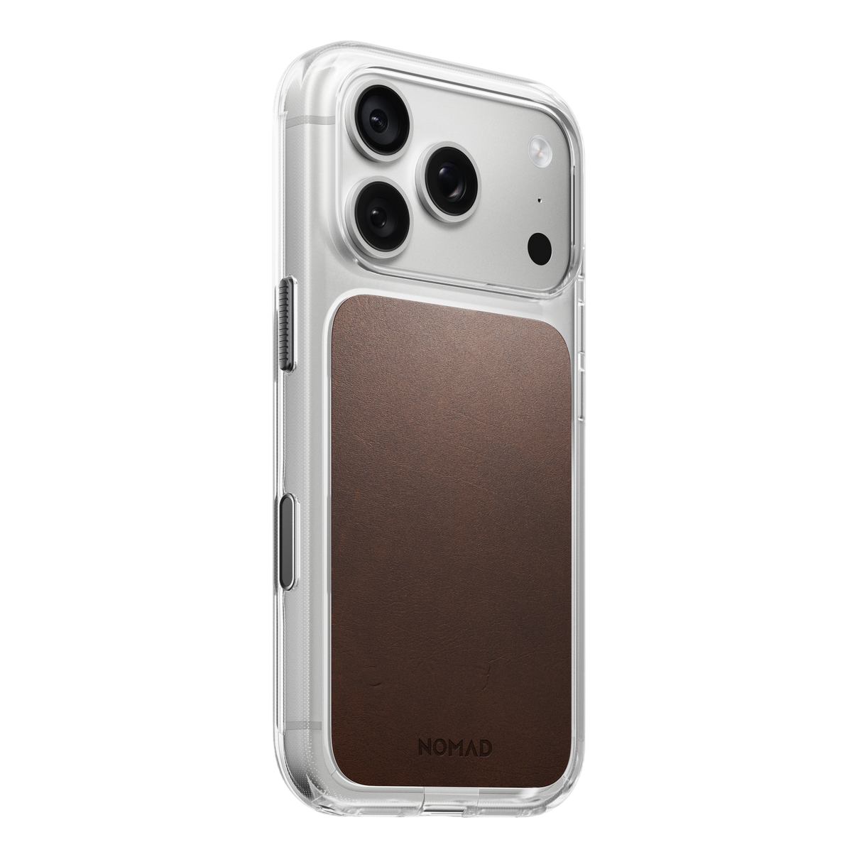 Nomad Clear Leather Case for iPhone 18 Pro - Rustic Brown 