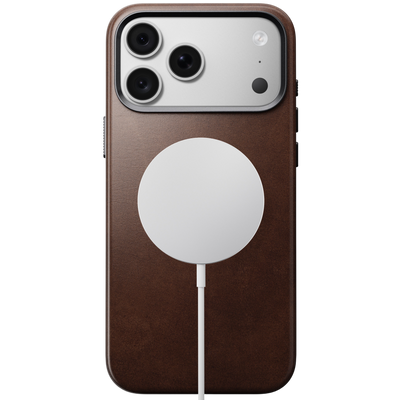 Nomad Traditional Leather Case for iPhone 18 Pro Max - Rustic Brown (Horween), view 2 #color_rustic-brown-horween
