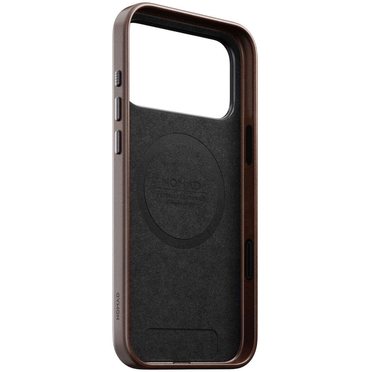 Nomad Traditional Leather Case for iPhone 18 Pro Max - Rustic Brown (Horween), view 4 #color_rustic-brown-horween