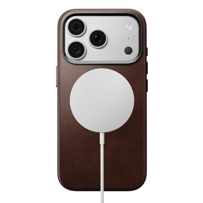 Nomad Traditional Leather Case for iPhone 18 Pro - Rustic Brown (Horween), view 2 #color_rustic-brown-horween