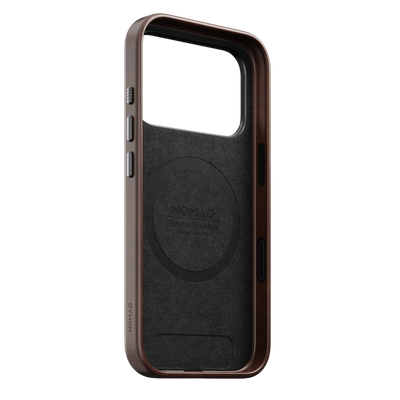 Nomad Traditional Leather Case for iPhone 18 Pro - Rustic Brown (Horween), view 4 #color_rustic-brown-horween