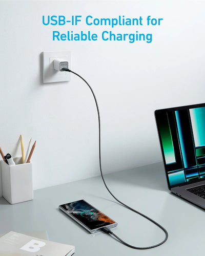 كابل Anker 322 من USB-C إلى USB-C بقدرة 60 واط مجدول 1.8 متر مع ضمان 18 شهرًا