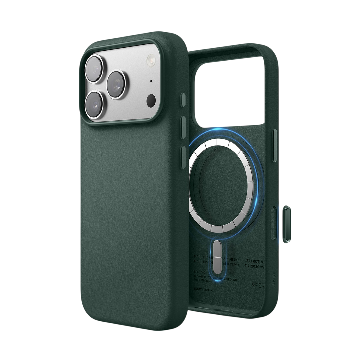 Elago MagLeather Case for iPhone 17 Pro / iPhone 18 Pro - Midnight Green #color_midnight-green