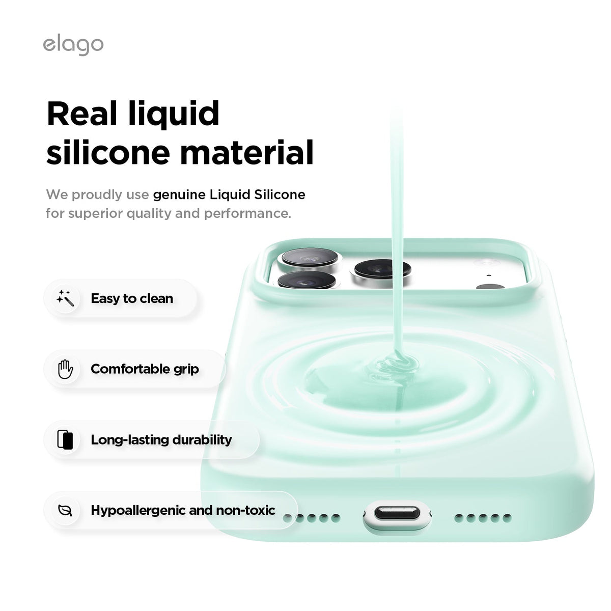 Elago Mag Silicone Case for iPhone 17 Pro / iPhone 18 Pro - Aqua Sky #color_aqua-sky