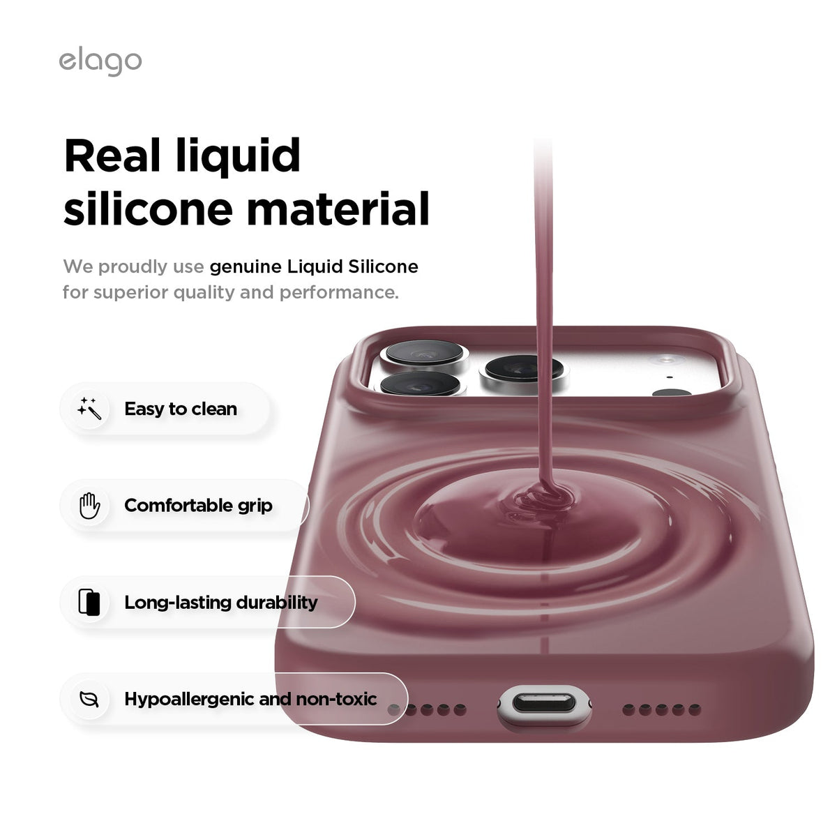 Elago Mag Silicone Case for iPhone 17 Pro / iPhone 18 Pro - Burgundy #color_burgundy