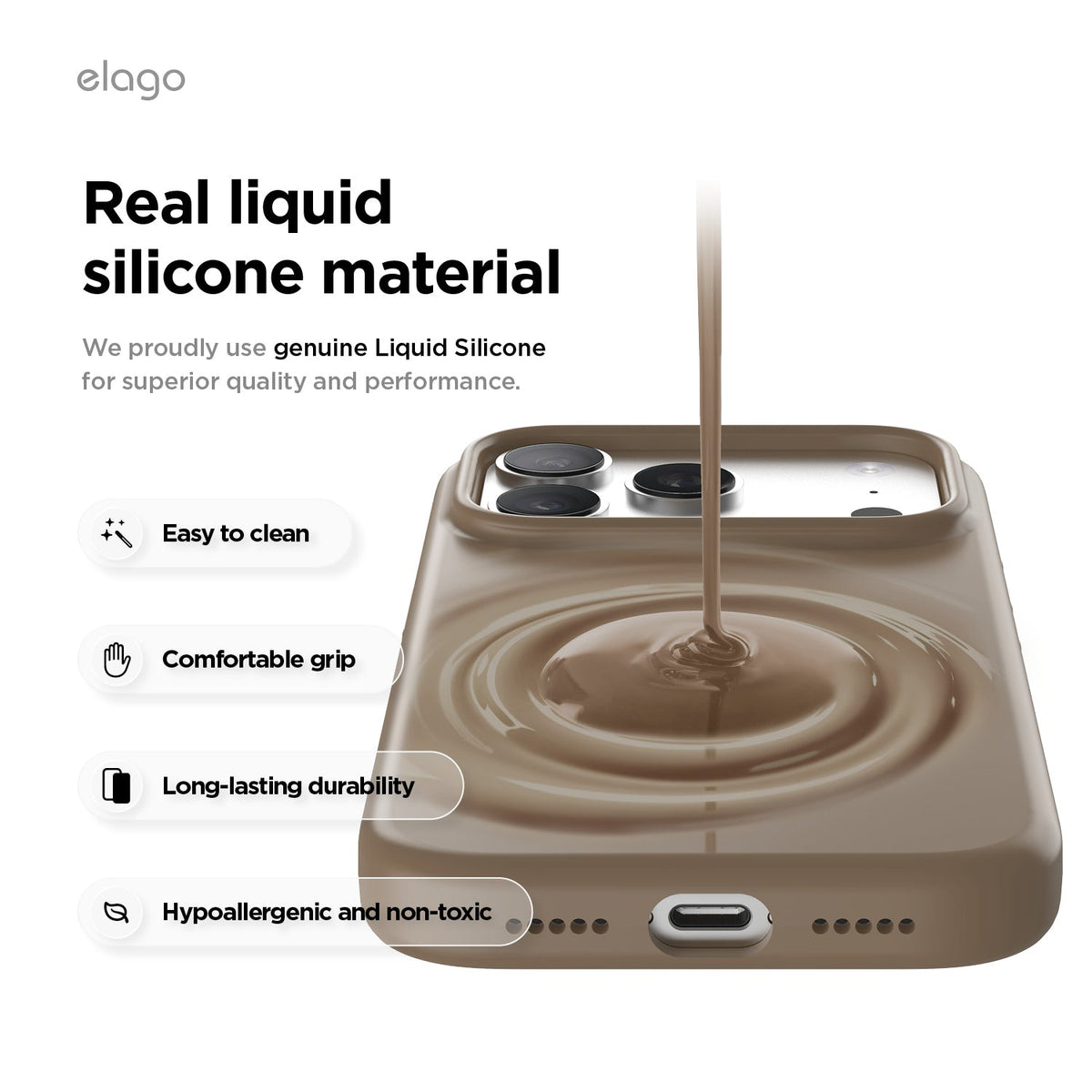 Elago Mag Silicone Case for iPhone 17 Pro / iPhone 18 Pro - Brown #color_brown