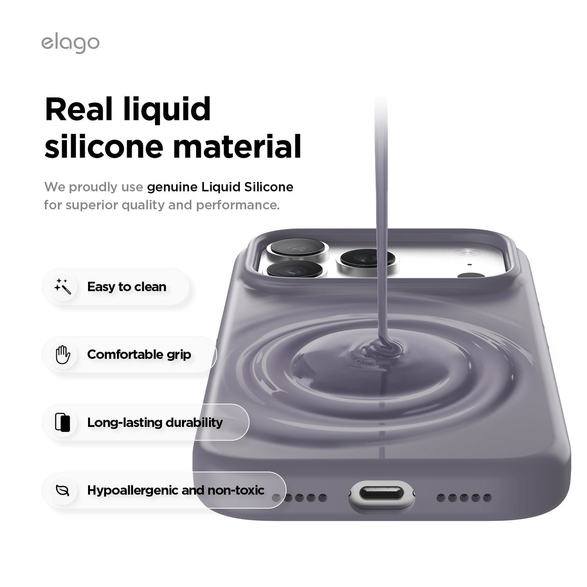 Elago Mag Silicone Case for iPhone 17 Pro / iPhone 18 Pro - Deep Lavender #color_deep-lavender