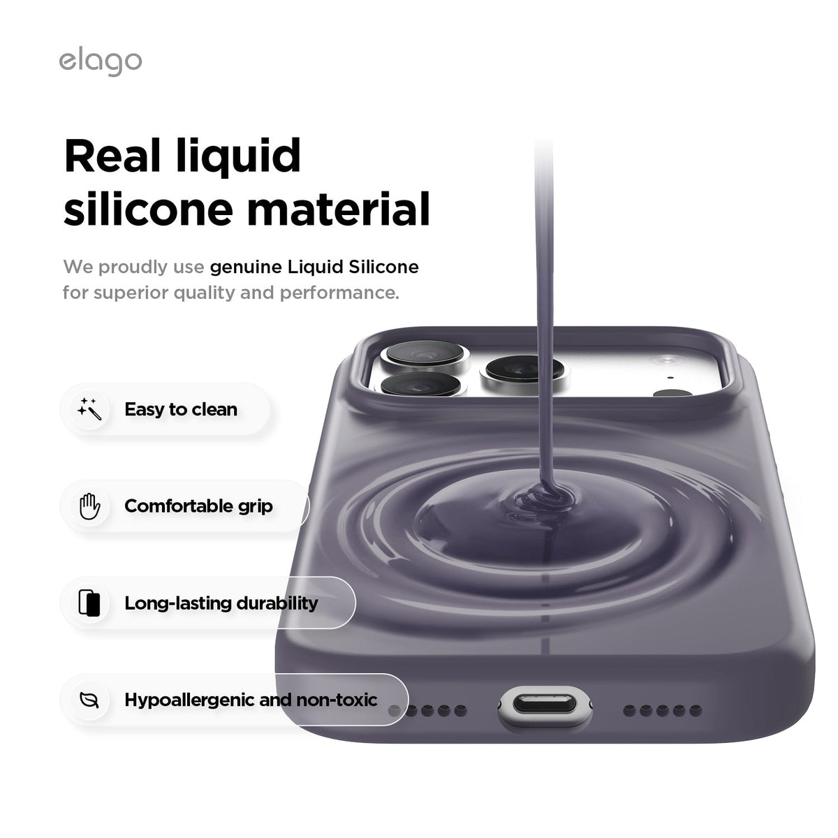 Elago Mag Silicone Case for iPhone 17 Pro / iPhone 18 Pro - Deep Purple #color_deep-purple