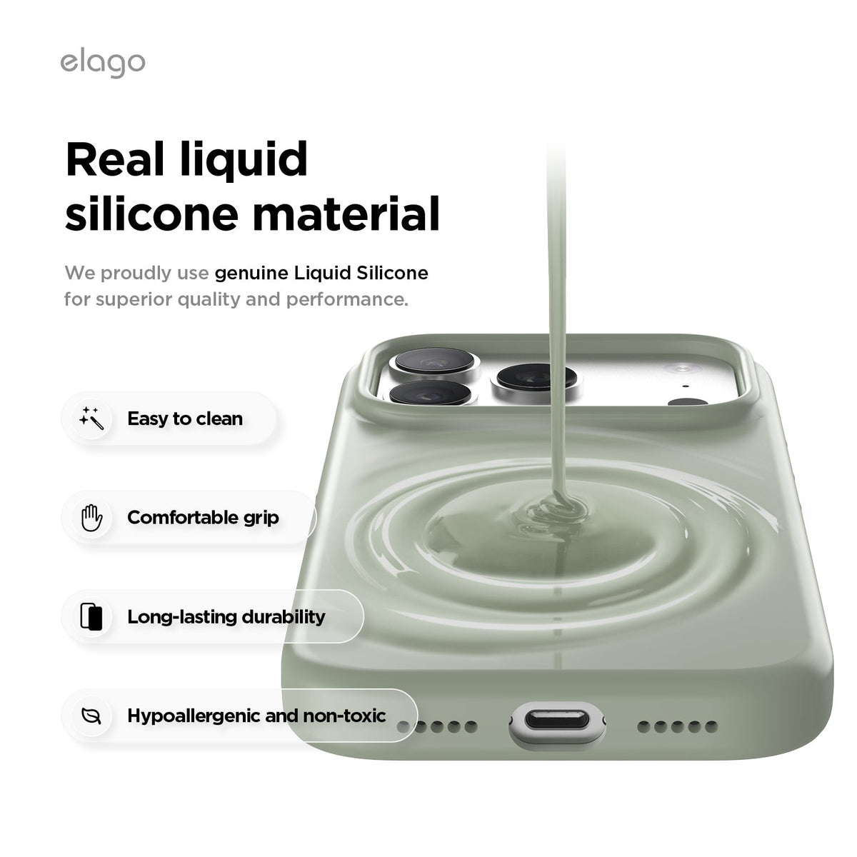 Elago Mag Silicone Case for iPhone 17 Pro / iPhone 18 Pro - Khaki Green #color_khaki-green