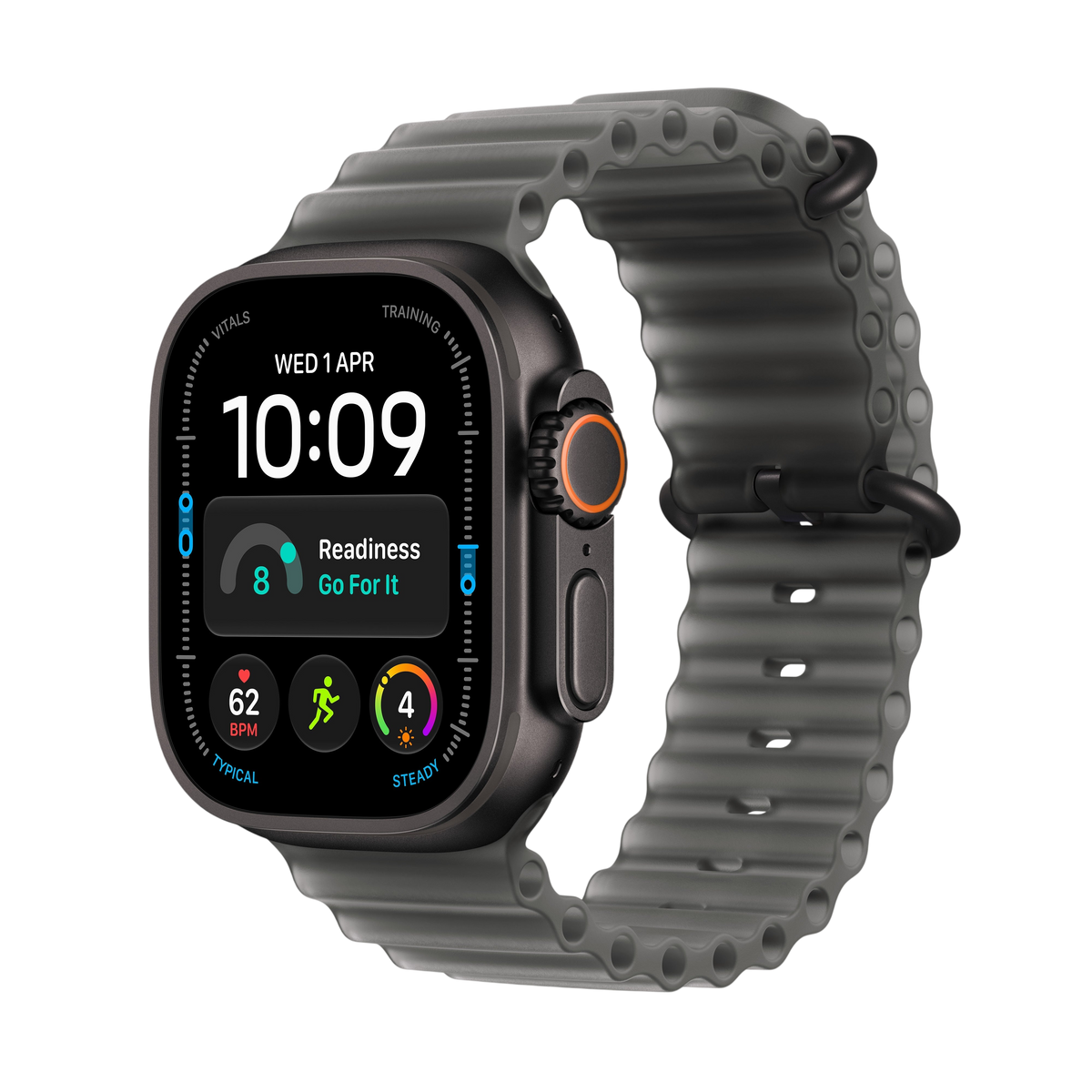 Apple Watch Ultra 4 - Black Titanium 49mm with Translucent Black Ocean Band 