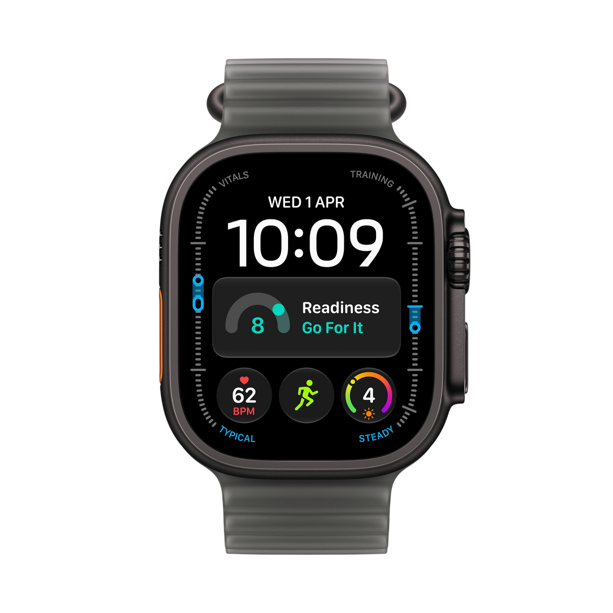 Apple Watch Ultra 4 - Black Titanium 49mm with Translucent Black Ocean Band 