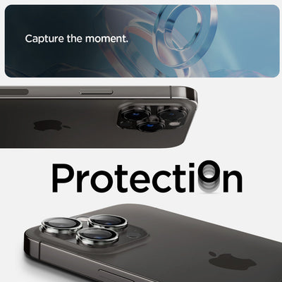 واقي عدسة كاميرا Spigen EZ Fit GLAS.tR Optik Pro لـ iPhone 16 Pro Max / 16 Pro - شفاف - عبوة من قطعتين