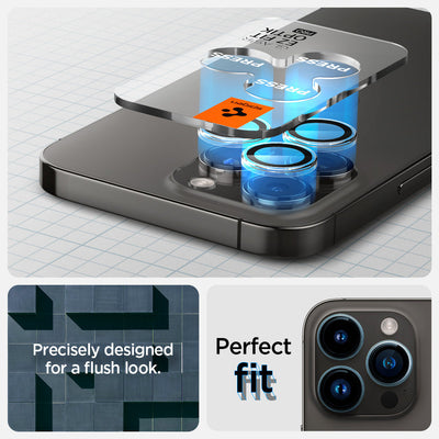 واقي عدسة كاميرا Spigen EZ Fit GLAS.tR Optik Pro لـ iPhone 16 Pro Max / 16 Pro - شفاف - عبوة من قطعتين