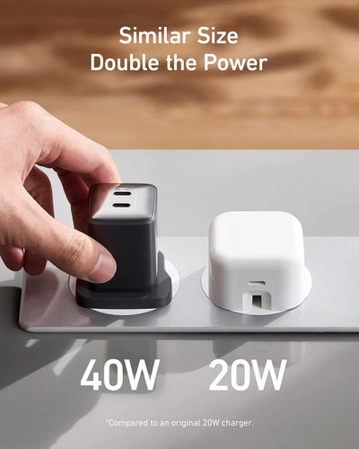Anker شاحن 521 (Nano Pro) بقوة 40 واط ومنفذي USB-C