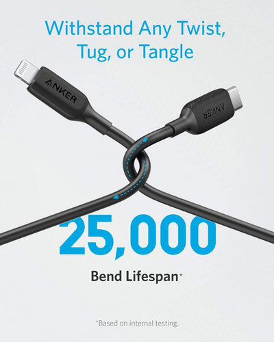 Anker كابل PowerLine III من USB-C إلى Lightning (3 قدم / 0.9 متر)