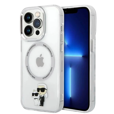 Karl Lagerfeld Magsafe IML Metal Outline NFT Karl & Choupette Translucent Logo iPhone 16 Pro Max