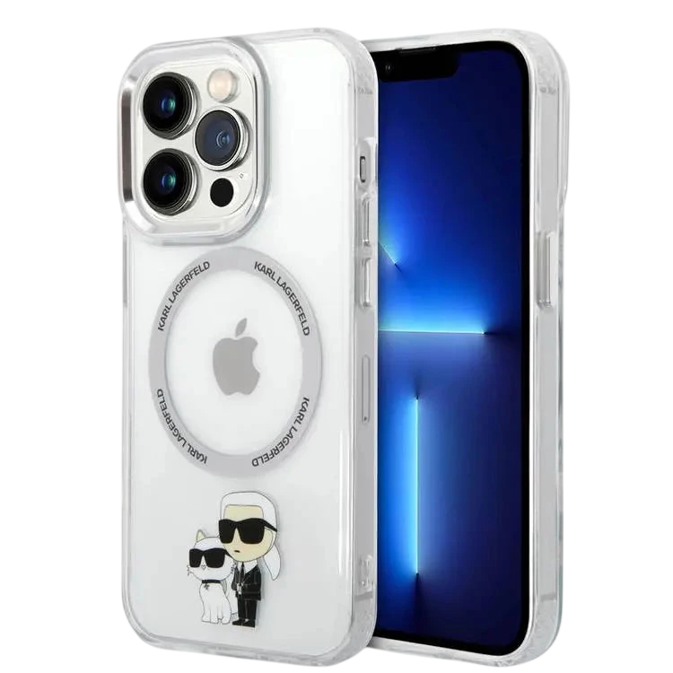 Karl Lagerfeld Magsafe IML Metal Outline NFT Karl & Choupette Translucent Logo iPhone 16 Pro Max