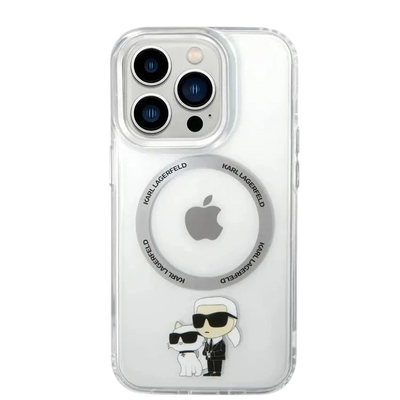 Karl Lagerfeld Magsafe IML Metal Outline NFT Karl & Choupette Translucent Logo iPhone 16 Pro Max