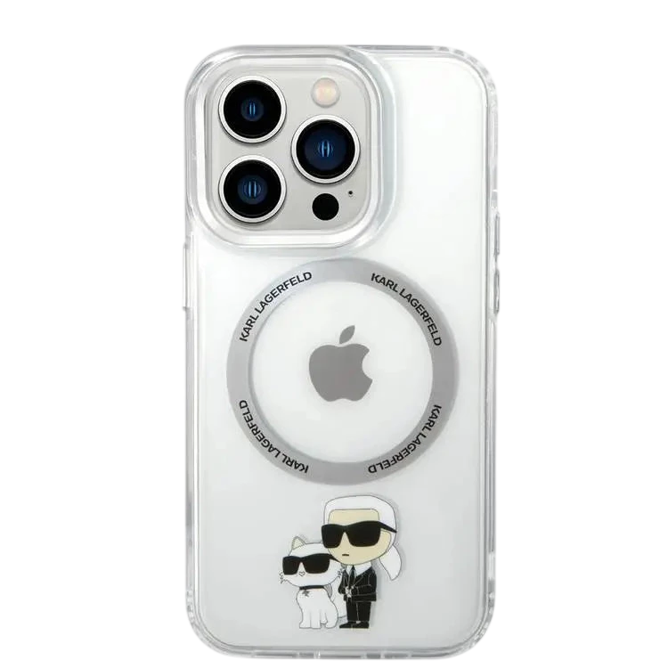 Karl Lagerfeld Magsafe IML Metal Outline NFT Karl & Choupette Translucent Logo iPhone 16 Pro Max
