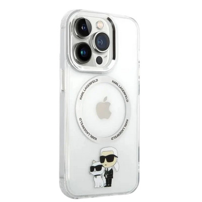 Karl Lagerfeld Magsafe IML Metal Outline NFT Karl & Choupette Translucent Logo iPhone 16 Pro Max