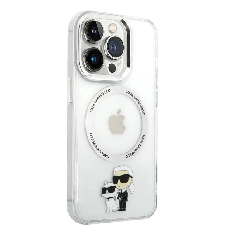 Karl Lagerfeld Magsafe IML Metal Outline NFT Karl & Choupette Translucent Logo iPhone 16 Pro Max