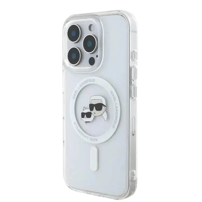 Karl Lagerfeld Magsafe IML Hard Case With Karl & Choupette Head For iPhone 16 Pro Max, Drop and Shock Absorption, Precise Cutouts for Ports and Buttons, Easy Snap-on Installation