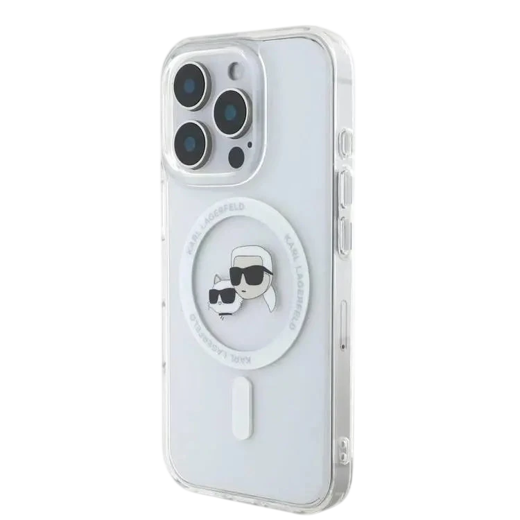 Karl Lagerfeld Magsafe IML Hard Case With Karl & Choupette Head For iPhone 16 Pro Max, Drop and Shock Absorption, Precise Cutouts for Ports and Buttons, Easy Snap-on Installation