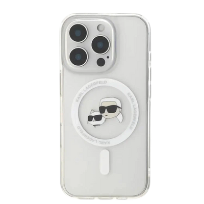 Karl Lagerfeld Magsafe IML Hard Case With Karl & Choupette Head For iPhone 16 Pro Max, Drop and Shock Absorption, Precise Cutouts for Ports and Buttons, Easy Snap-on Installation