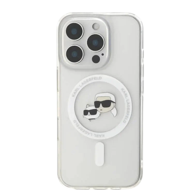 Karl Lagerfeld Magsafe IML Hard Case With Karl & Choupette Head For iPhone 16 Pro Max, Drop and Shock Absorption, Precise Cutouts for Ports and Buttons, Easy Snap-on Installation