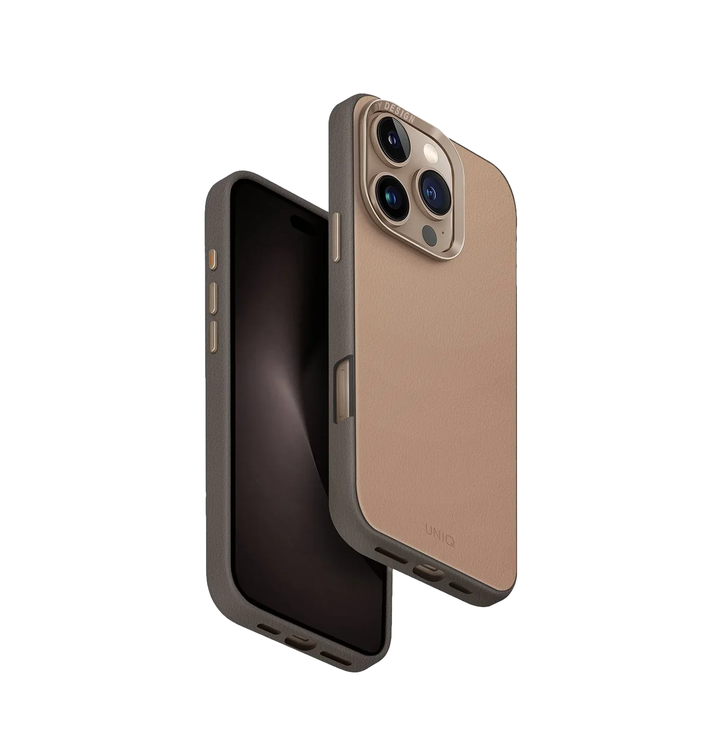 حافظة Uniq Lyden DS من الجلد الفاخر ثنائية اللون لهاتف iPhone 16 Pro