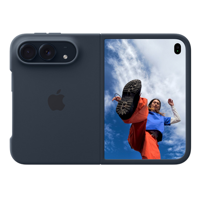 Apple iPhone Duo Case in Navy Blue, unfolded back exterior #color_navy-blue