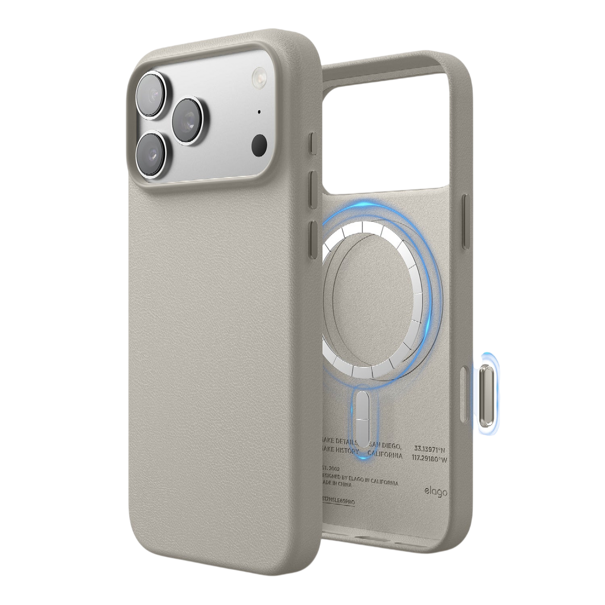 Elago MagLeather Case for iPhone 17 Pro Max / iPhone 18 Pro Max - Light Grey #color_light-grey