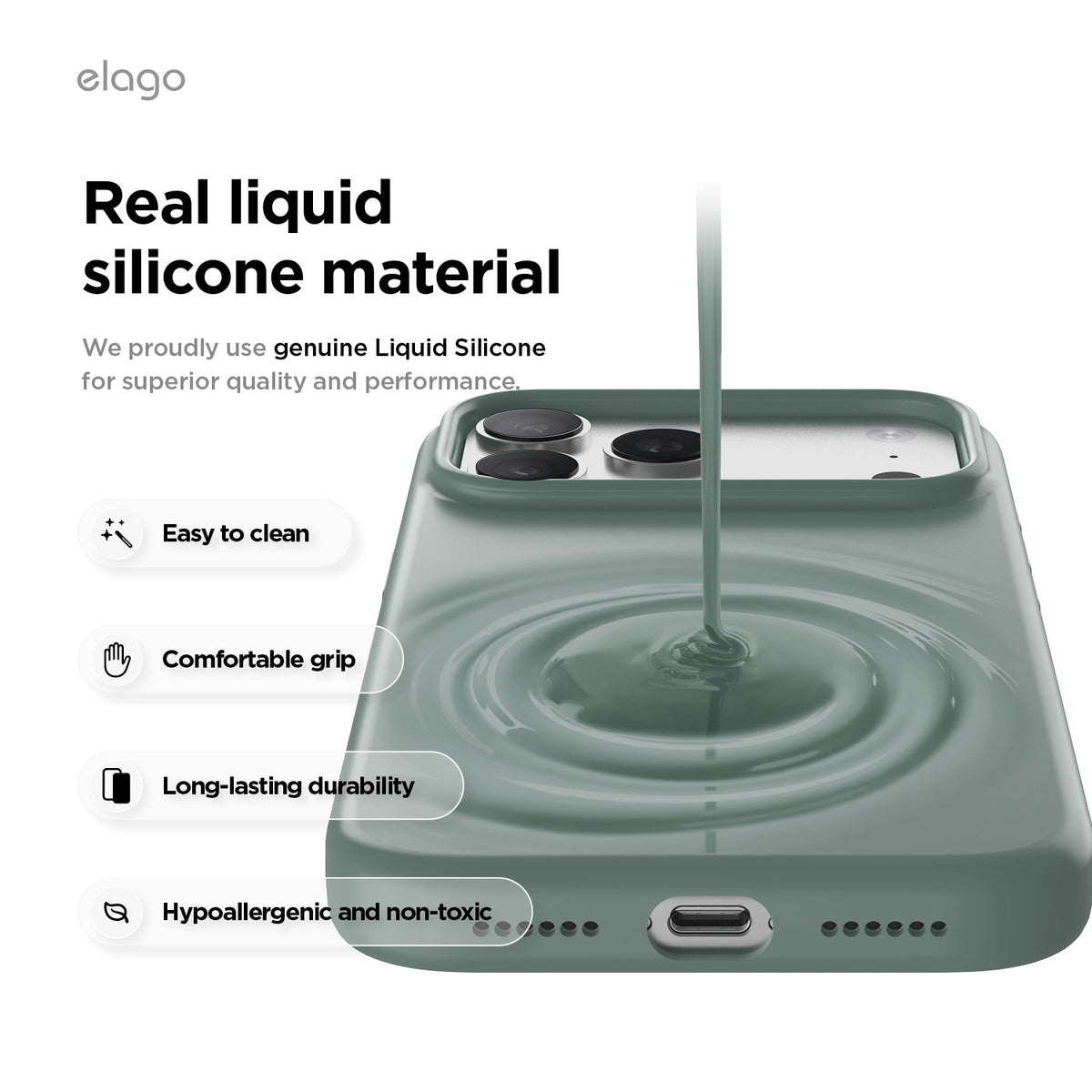 Elago Mag Silicone Case for iPhone 17 Pro Max / iPhone 18 Pro Max - Midnight Green #color_midnight-green