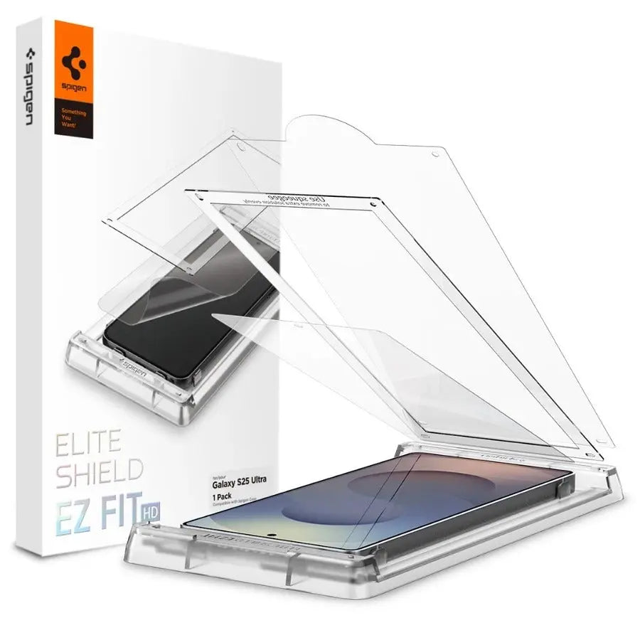 حامي الشاشة Spigen EliteShield EZ Fit HD [عبوة واحدة] لجهاز Samsung S25 Ultra - شفاف