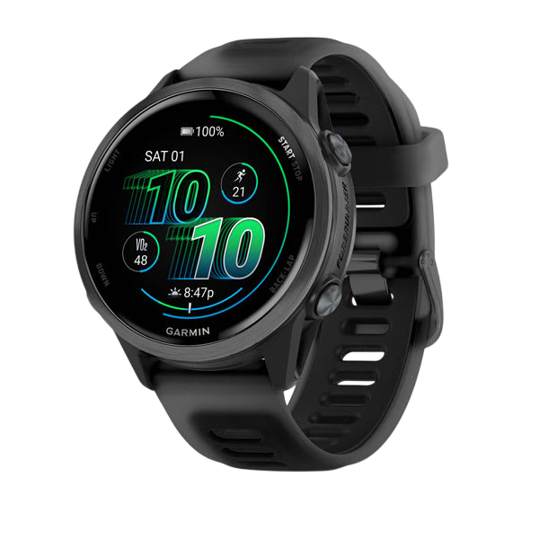 Garmin Forerunner 570 AMOLED GPS Running Smartwatch - Slate Gray Aluminium with Translucent Black Band - 42mm 