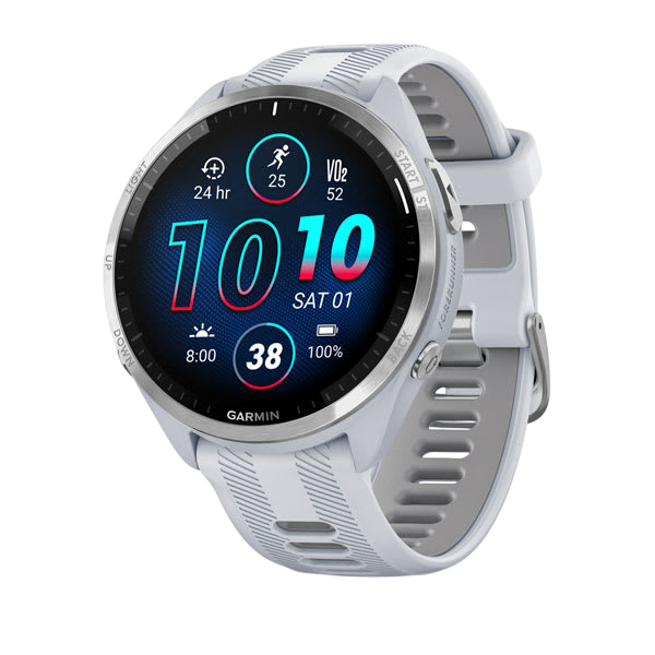 Garmin Forerunner 965 Premium GPS Running Smartwatch - Carbon Gray DLC Titanium Bezel with Black Case - White #color_white
