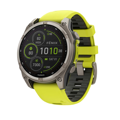 Garmin Fenix 8 Solar Sapphire Multisport GPS Smartwatch - Titanium with Amp Yellow 