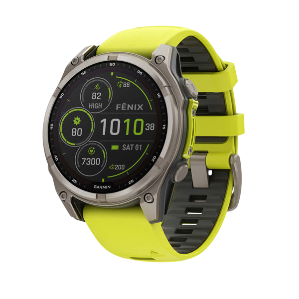 Garmin Fenix 8 Solar Sapphire Multisport GPS Smartwatch - Titanium with Amp Yellow 