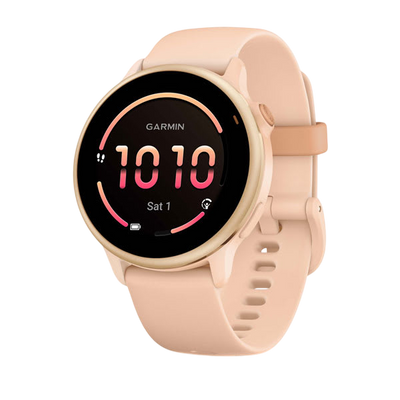 Garmin Vivoactive 6 Health & Fitness GPS Smartwatch - Slate with Black Silicone Band - Pink Dawn #color_pink-dawn