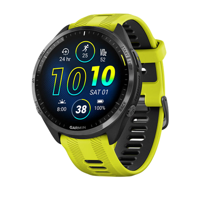 Garmin Forerunner 965 Premium GPS Running Smartwatch - Carbon Gray DLC Titanium Bezel with Black Case - Yellow #color_yellow