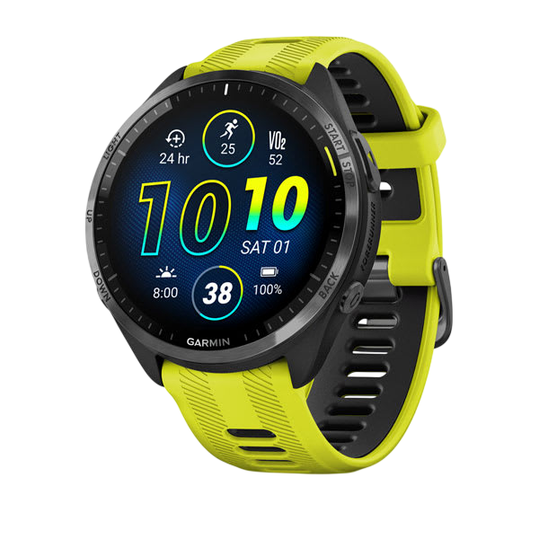 Garmin Forerunner 965 Premium GPS Running Smartwatch - Carbon Gray DLC Titanium Bezel with Black Case - Yellow #color_yellow