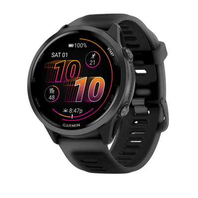 Garmin Forerunner 570 AMOLED GPS Running Smartwatch - Slate Gray Aluminium with Translucent Black Band - 47mm 