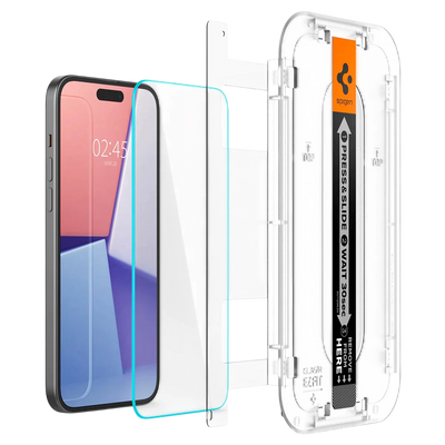 Spigen iPhone 16 Plus / 15 Plus Screen Protector EZ FIT GLAS.tR - 1 Pack