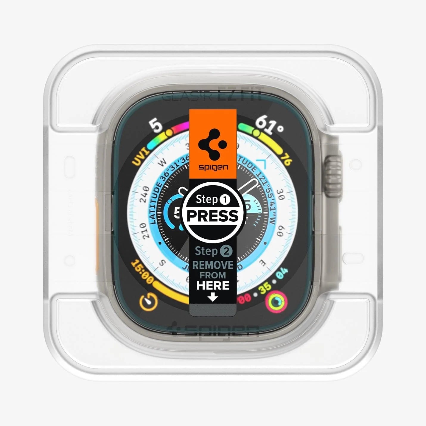 Spigen Apple Watch Ultra 2 / Ultra 1 (49 ملم) واقي شاشة EZ FIT Glas.tR - عبوتان