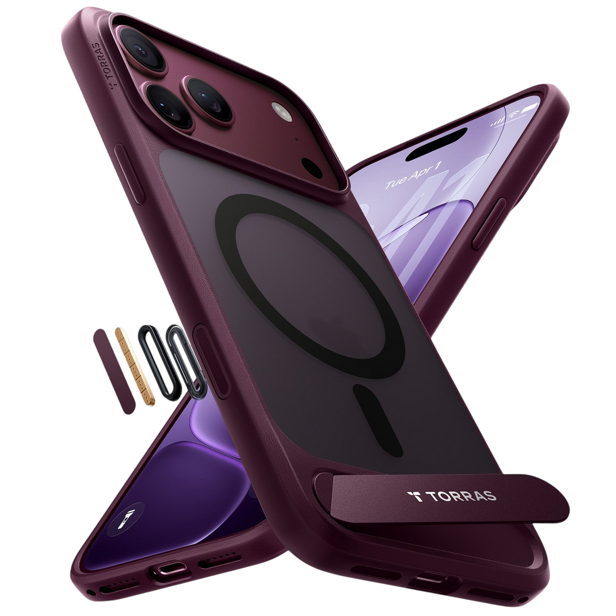 Torras Ostand L1 Case for iPhone 17 Pro Max / iPhone 18 Pro Max - Burgundy #color_burgundy