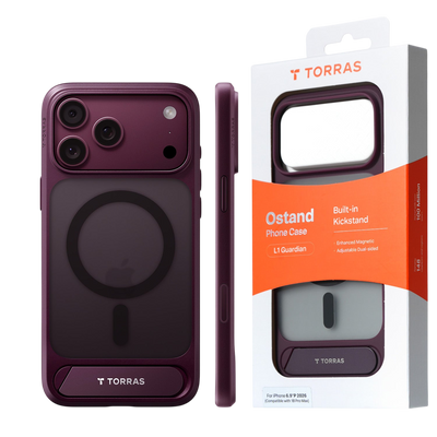 Torras Ostand L1 Case for iPhone 17 Pro Max / iPhone 18 Pro Max - Burgundy #color_burgundy